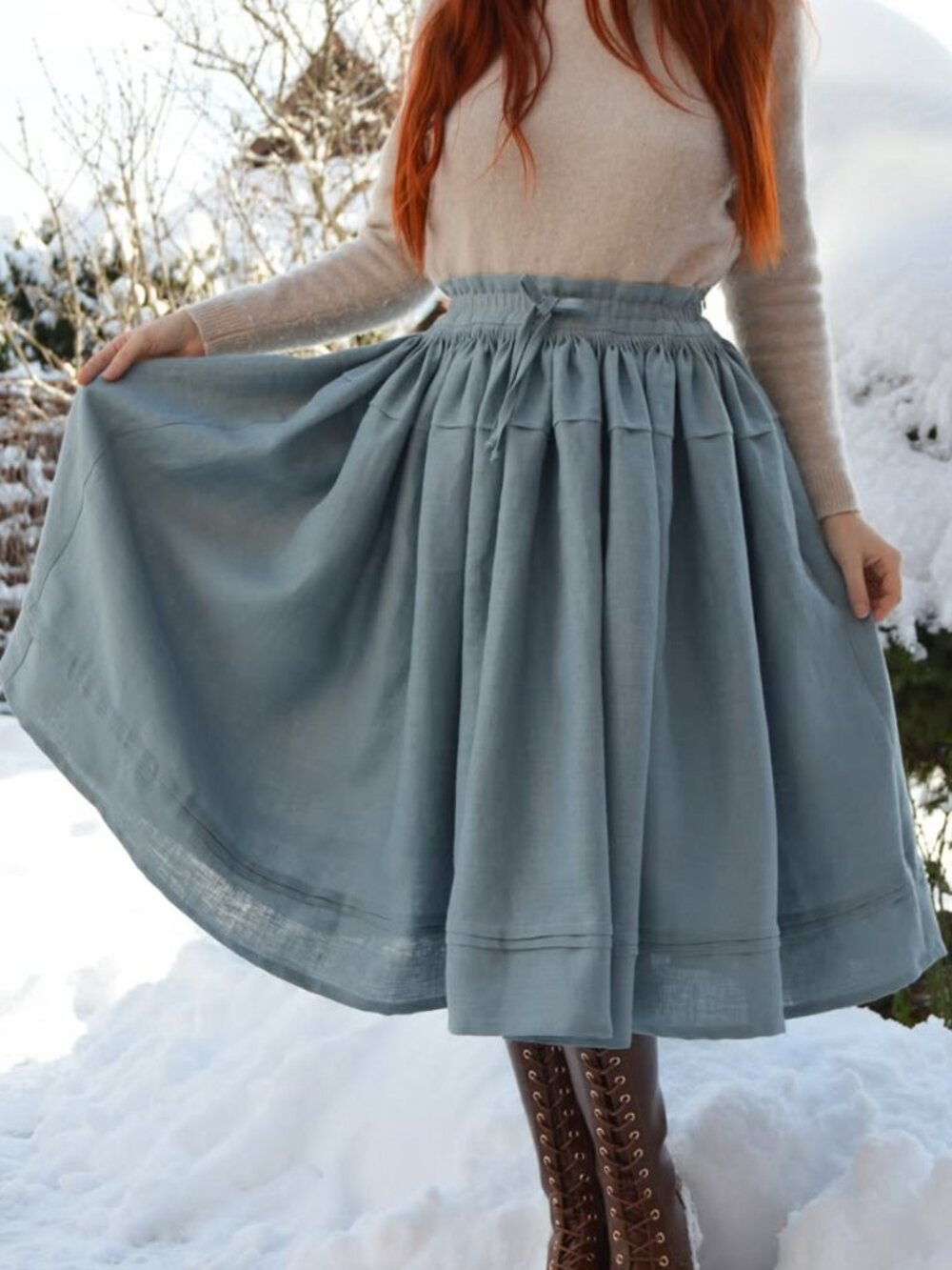 Linen Midi-skirt